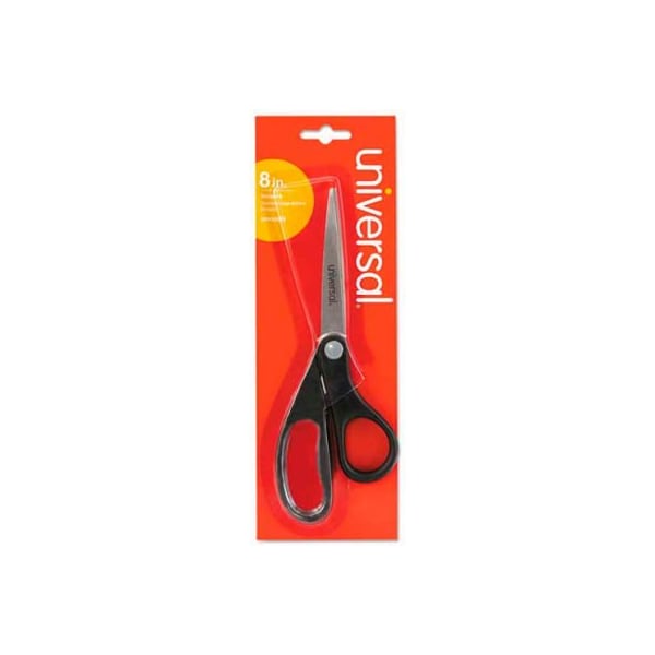 Universal Universal Economy Scissors, 8" Length, Straight Handle, Stainless Steel, Black UNV92009*** - main